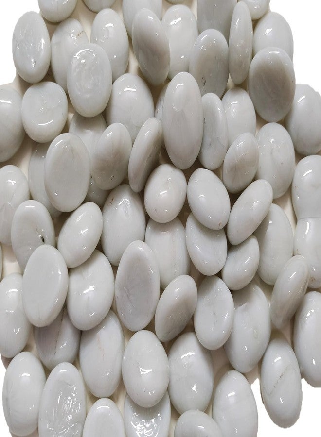 DS1 Milky White Round Glass Pebbles Stone for Aquarium, Vase, Fountain, Table (White, 450gm) - Image 3